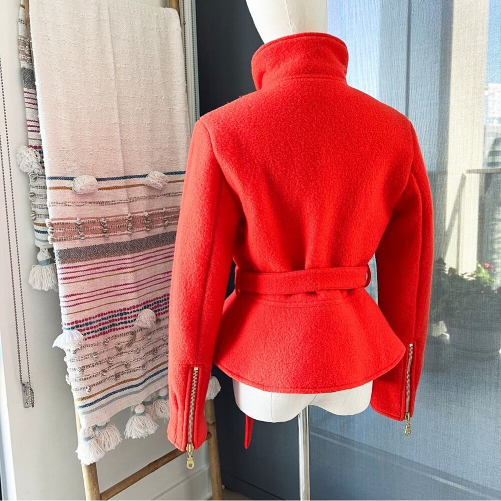 Kenzo Orange 100% Wool Peplum Style Full Zip Short Coat Women’s Size 38 US Small - Picture 4 of 9